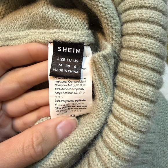 SHEIN Light Green Off-Shoulder Cropped Sweater - Picture 7 of 7